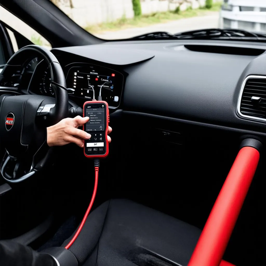 Autel Smart Controller connected to a European car's OBD-II port