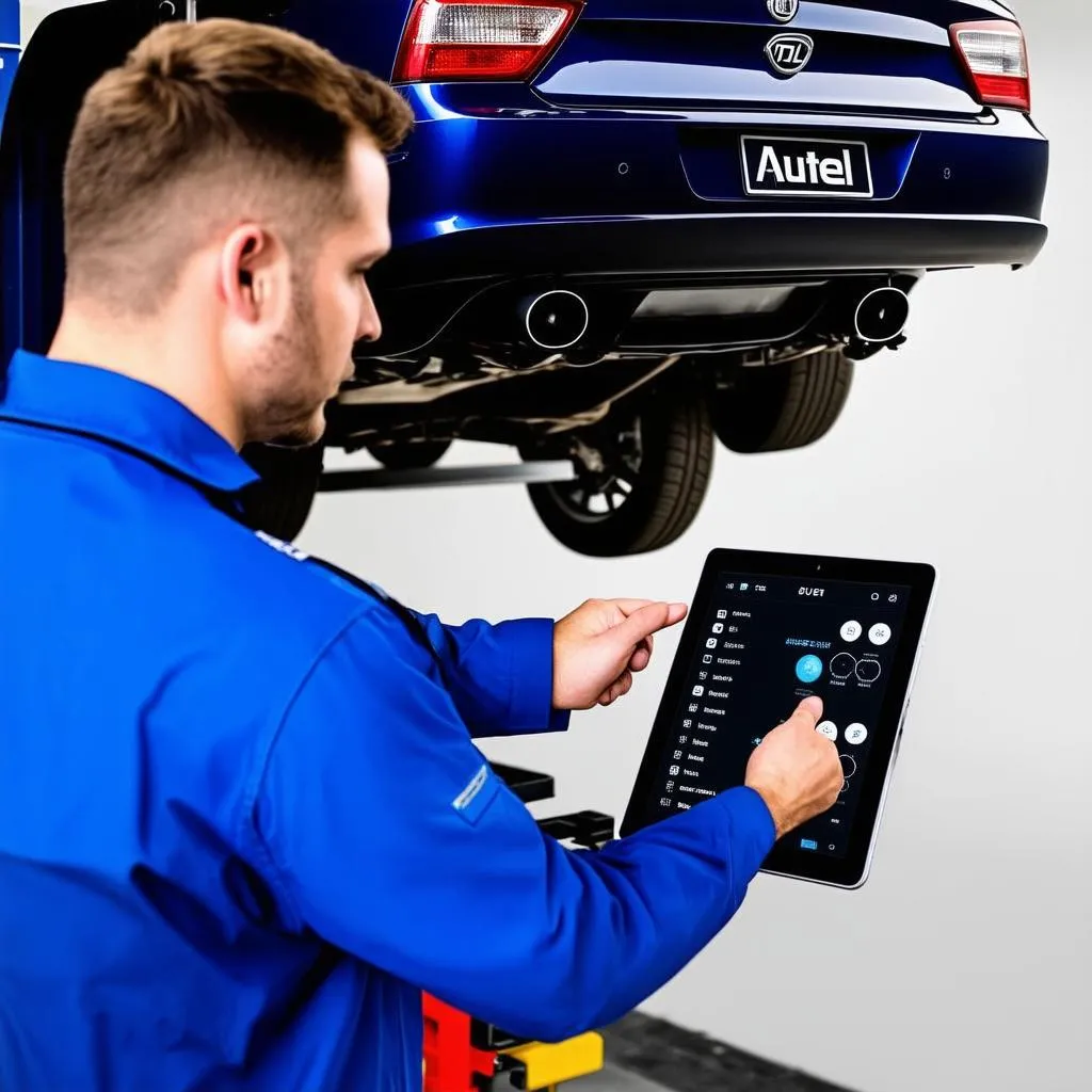 Mechanic using Autel Smart Controller