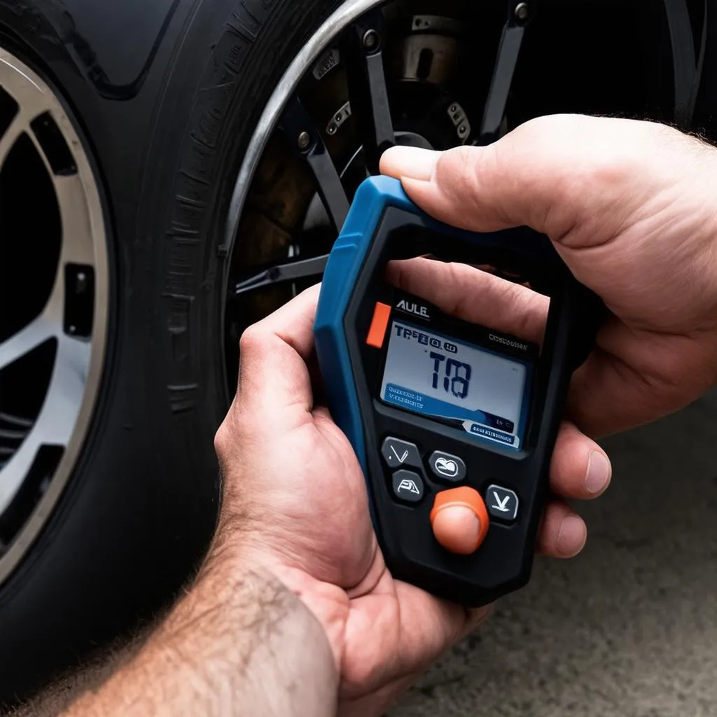 Autel TPMS Tool being used on a Dodge Durango