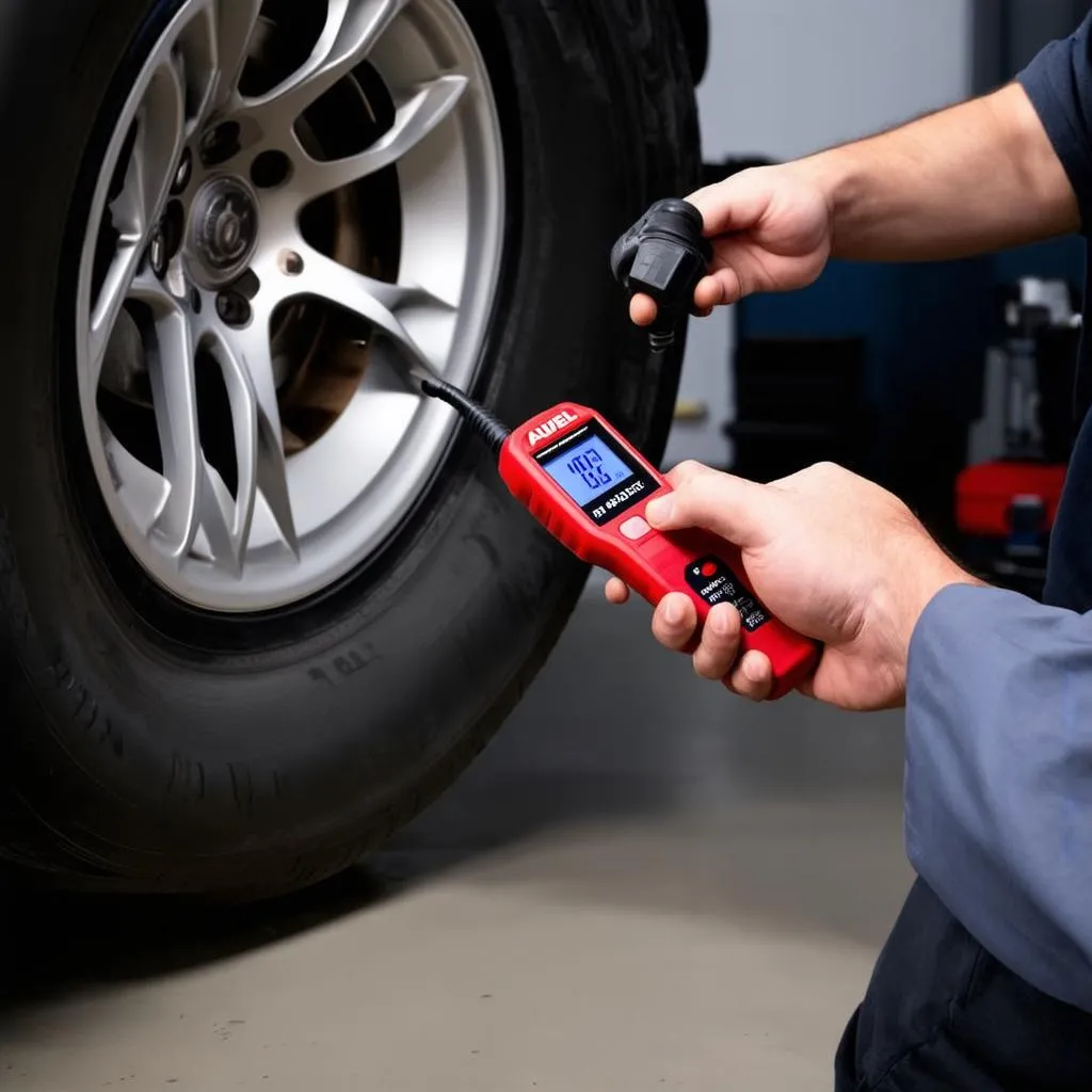 Autel TPMS diagnostic tool and mechanic