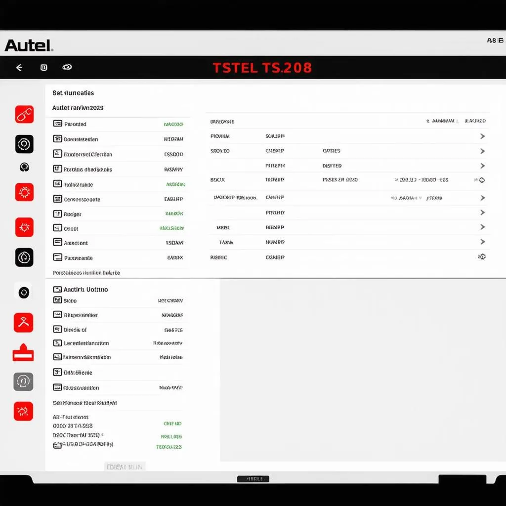 Autel TS208 User Interface