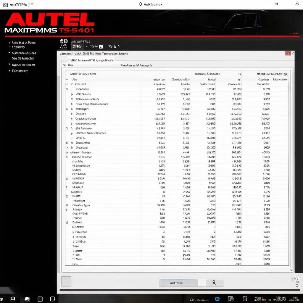 Autel TS401 software interface