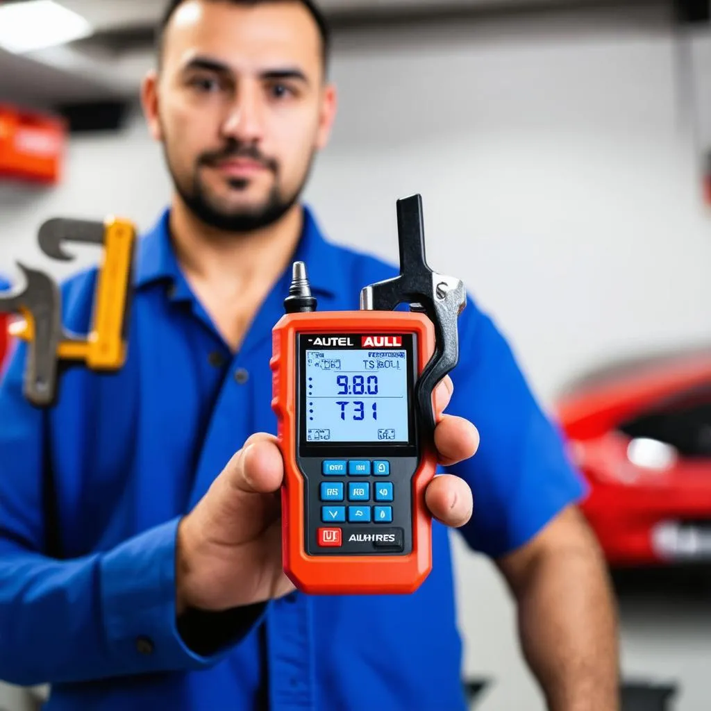 Mechanic Holding Autel TS601