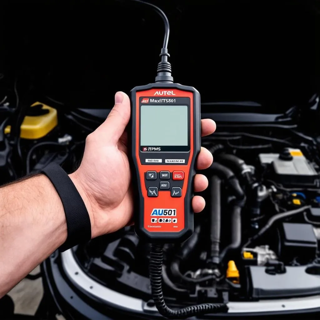 Mechanic Holding Autel TS601