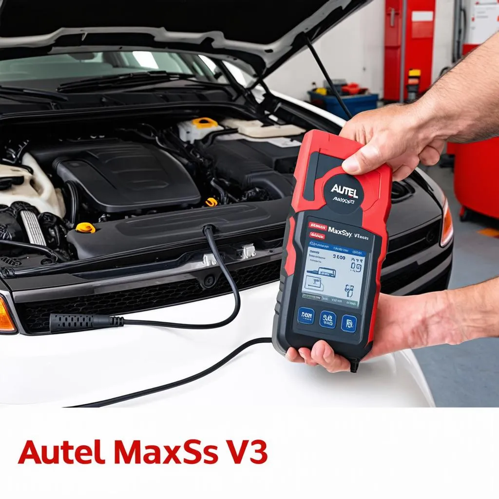 Autel V3 diagnostic tool in use