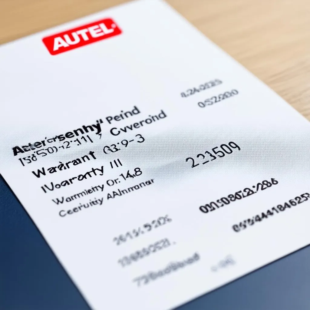 Autel warranty card