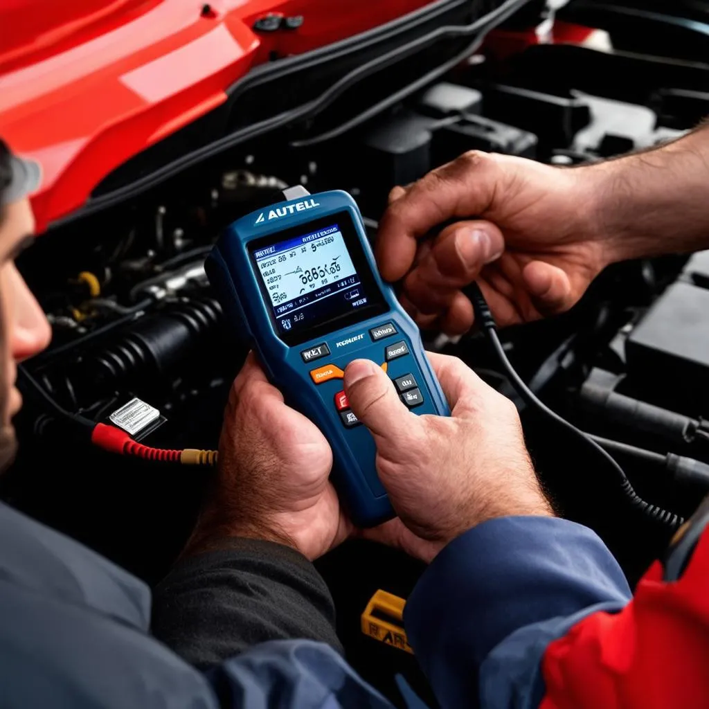 Autel X Star Premium being used to diagnose a car