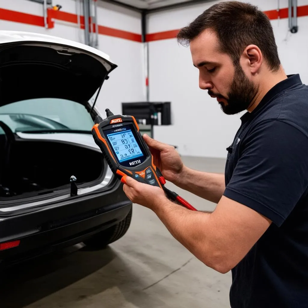 Mechanic using Autel MaxiSys X-Star