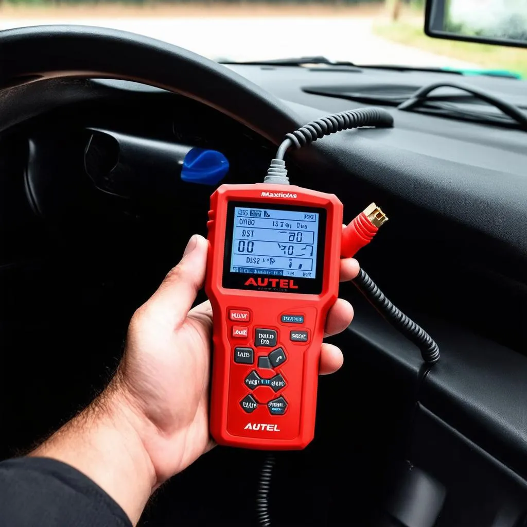 Autel Maxidas DS708 Connected to a Car