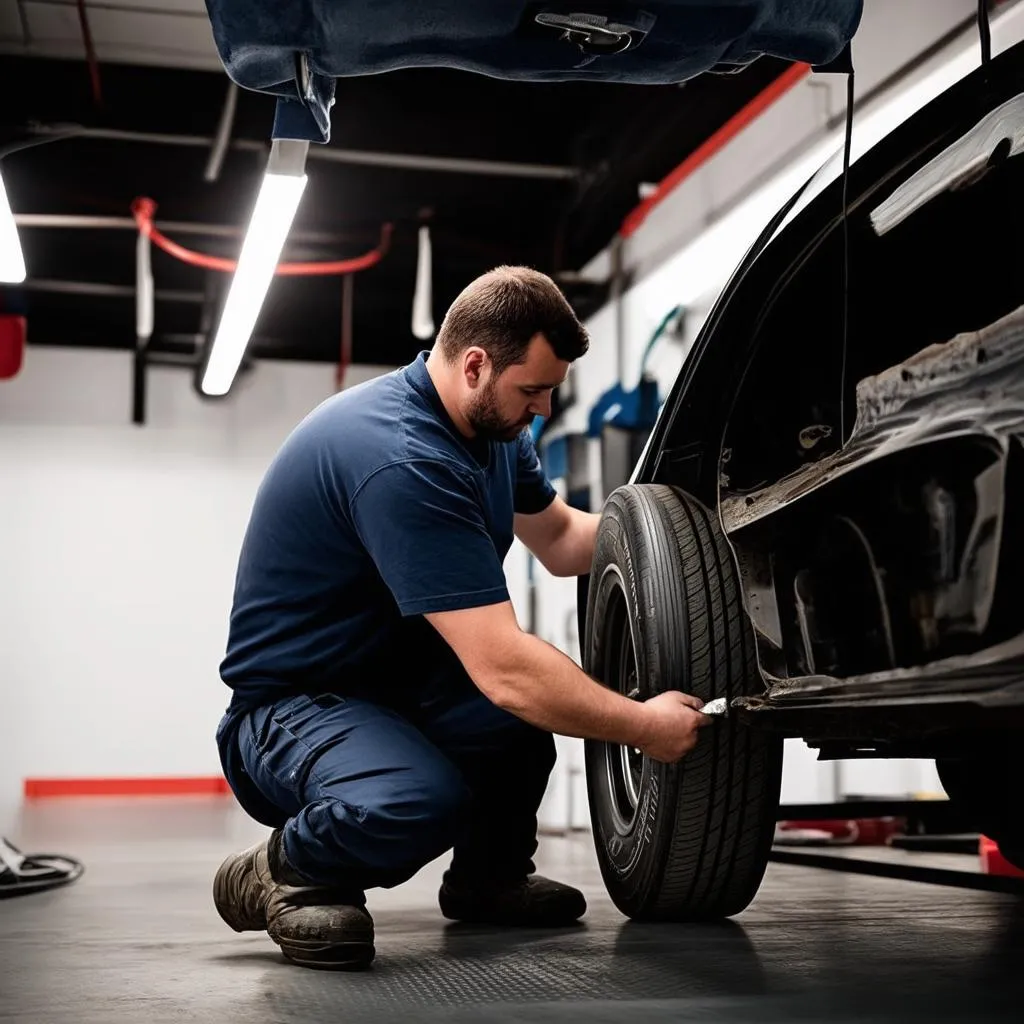 Auto Mechanic Checking Car