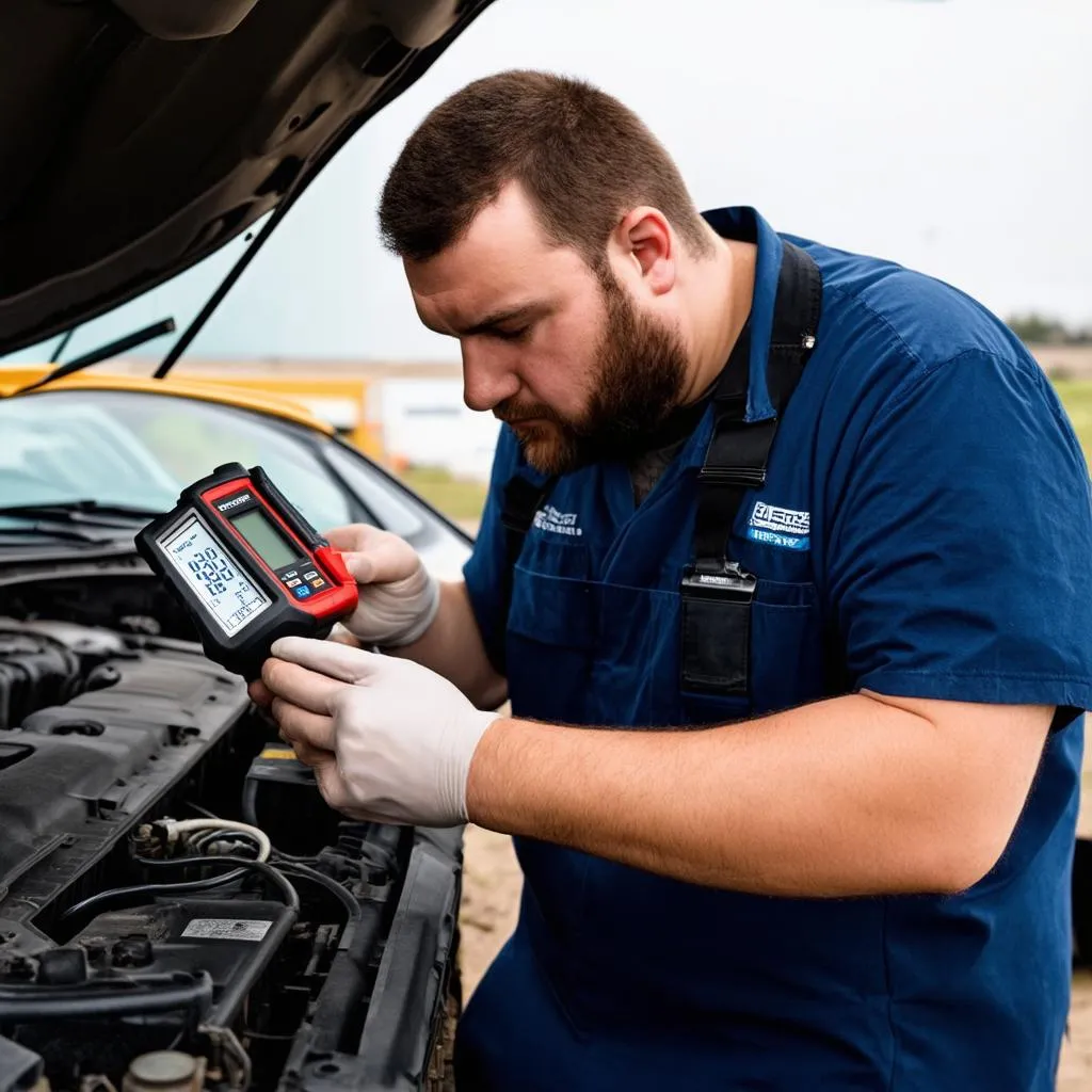 Auto Mechanic Using Diagnostic Tool