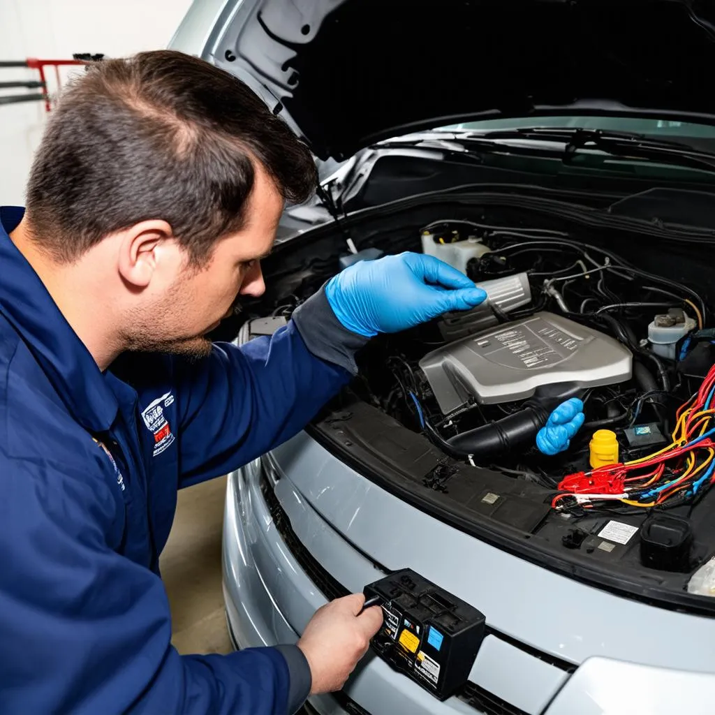 Automotive Technician Inspecting a Vehicle