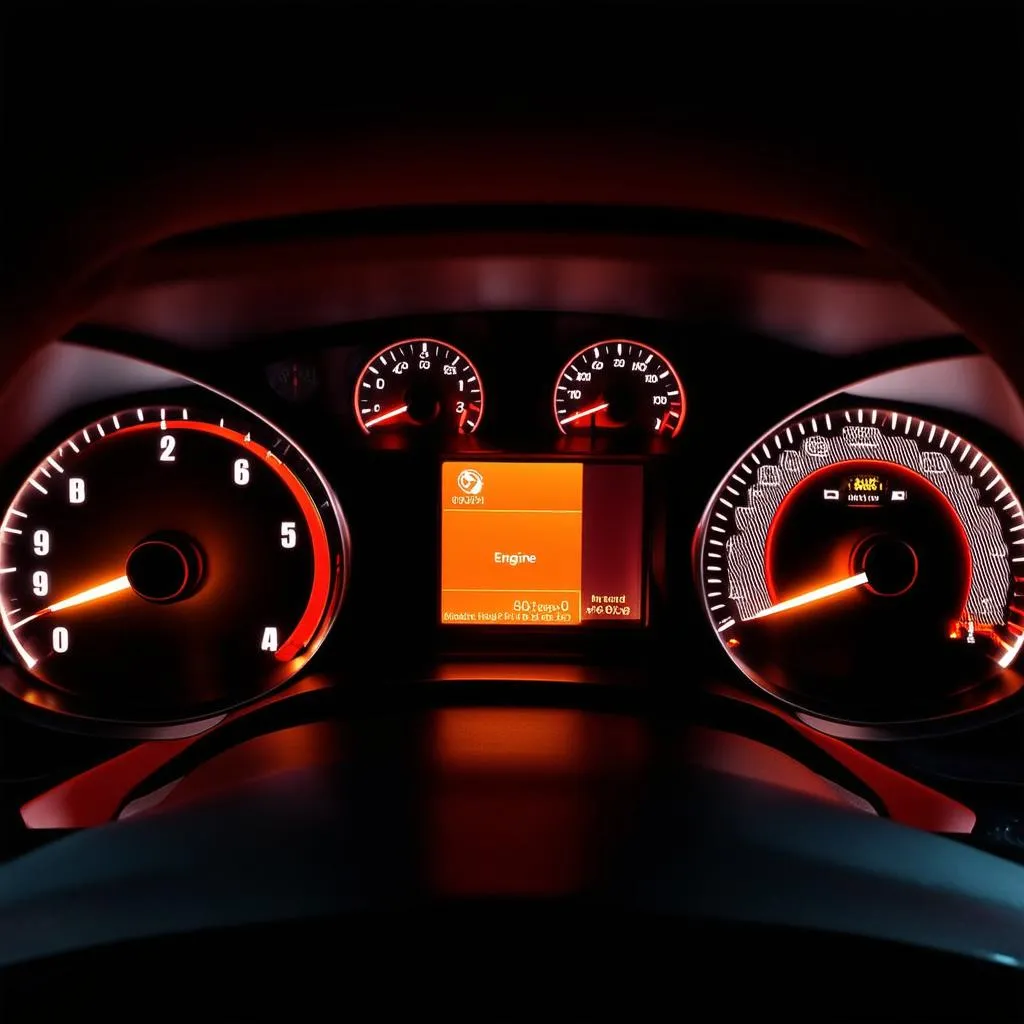 Car Dashboard with Check Engine Light