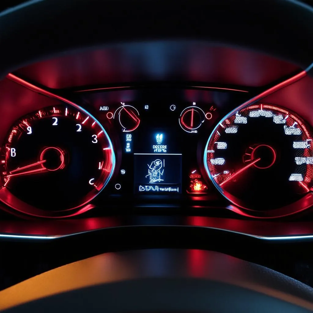 Dashboard warning lights illuminated