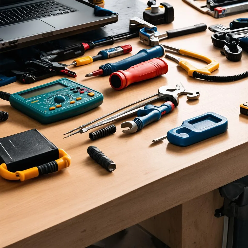 Various Diagnostic Tools on a Workbench