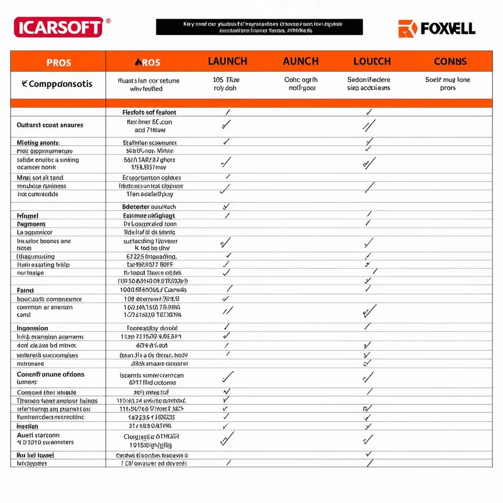 Car Diagnostic Tools Comparison Chart