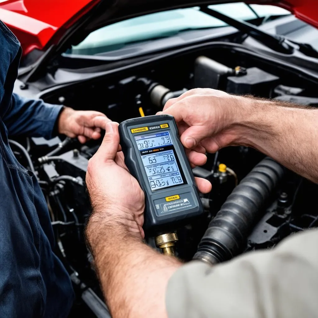 Car Mechanic Using Diagnostics Tool