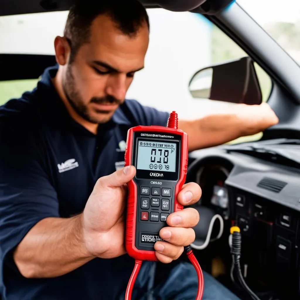 Car Mechanic Using OBDII Scanner