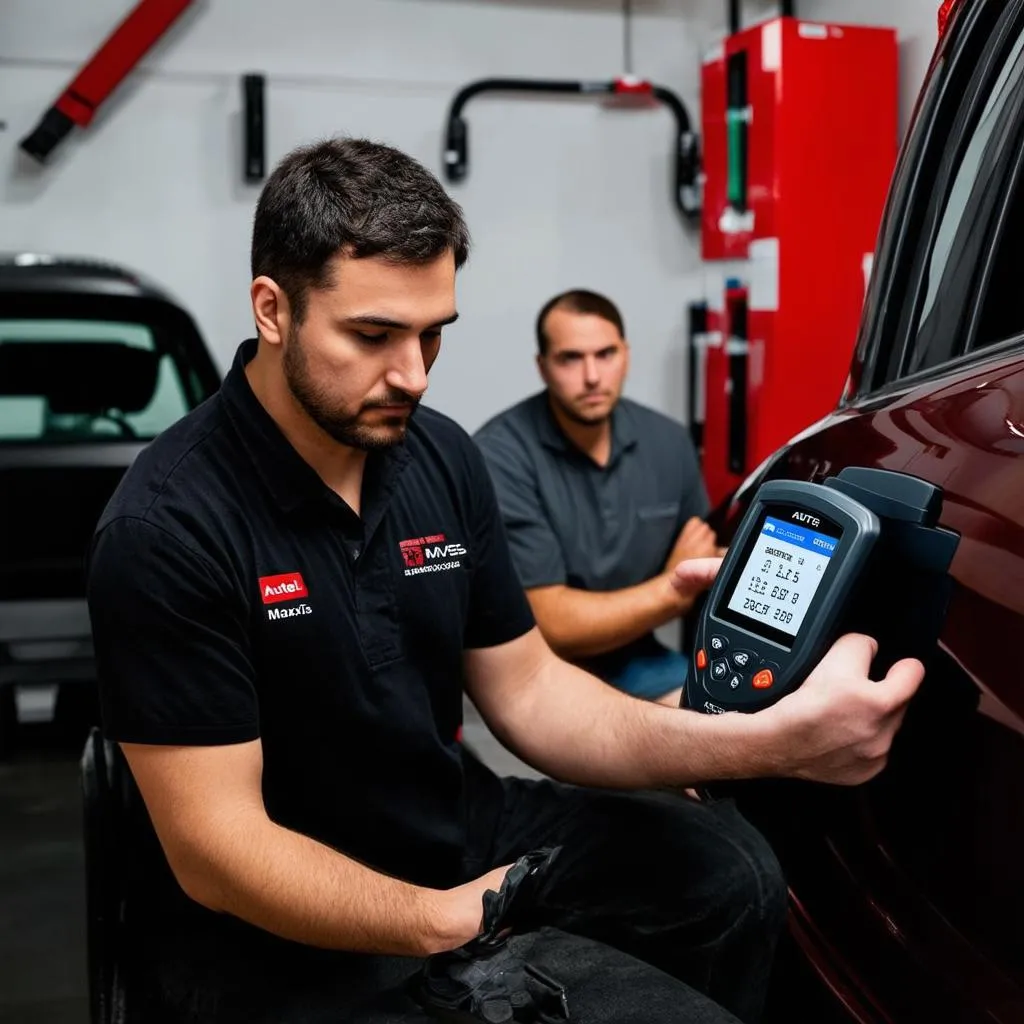 Mechanic Using Autel Scanner