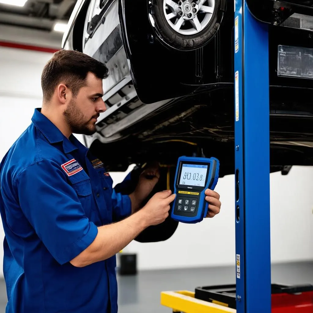 Car Mechanic Using Scanner