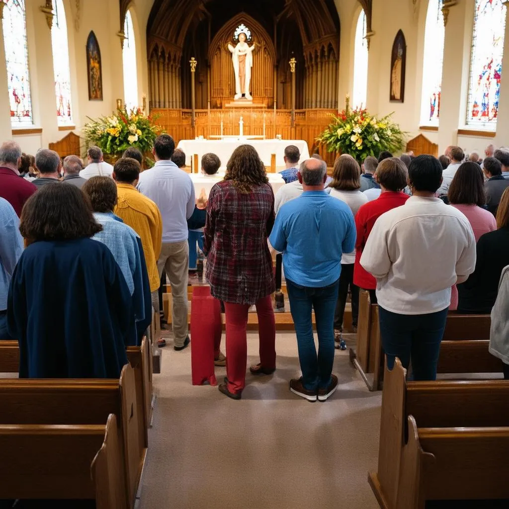 Congregation gathered in prayer