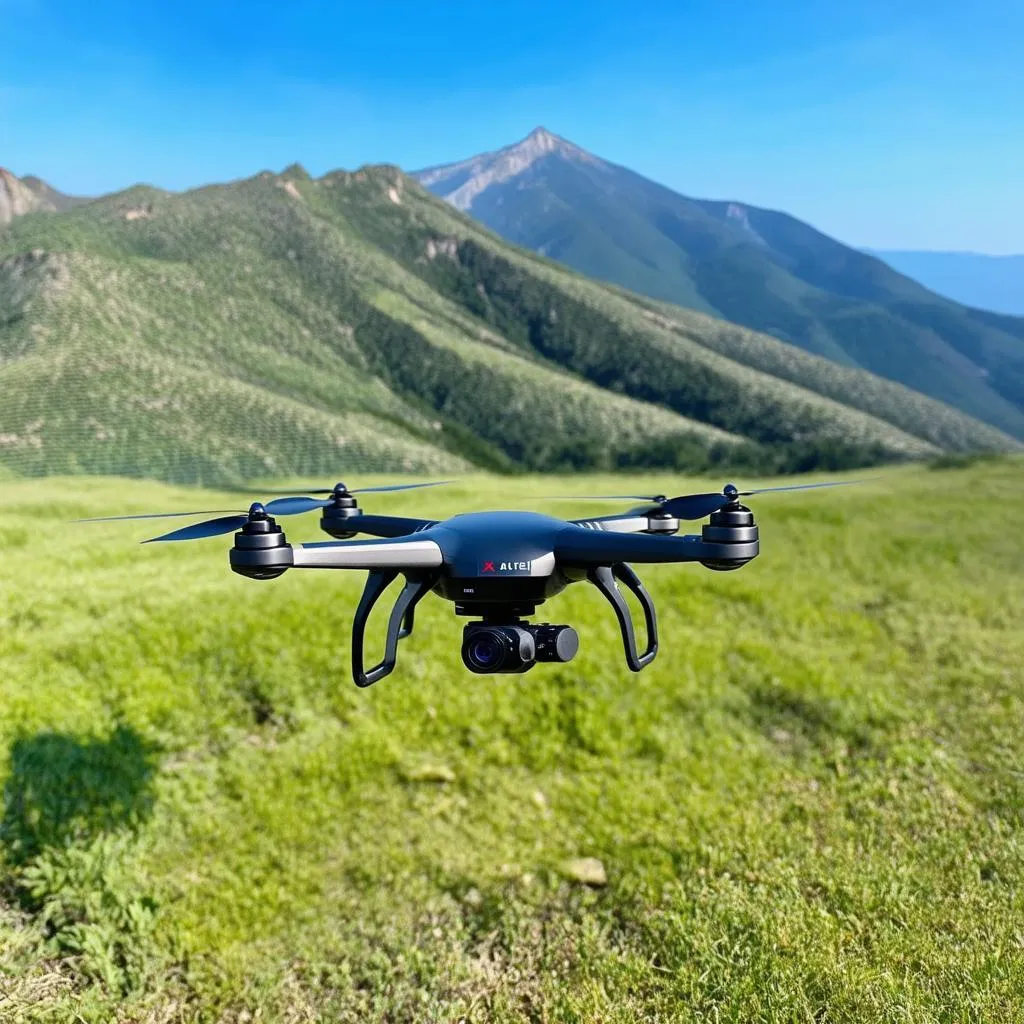 Autel X Star Premium flying over a scenic mountain landscape