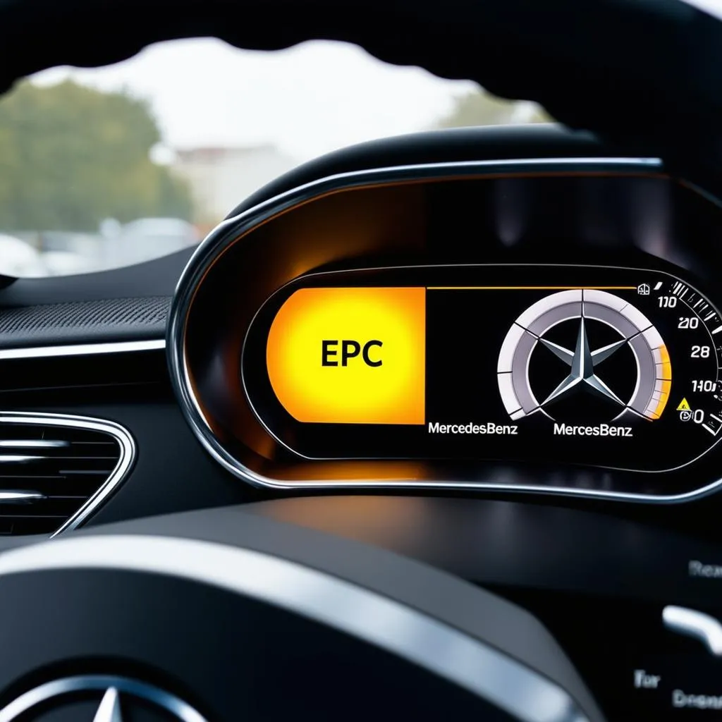 Mercedes-Benz dashboard with EPC light illuminated