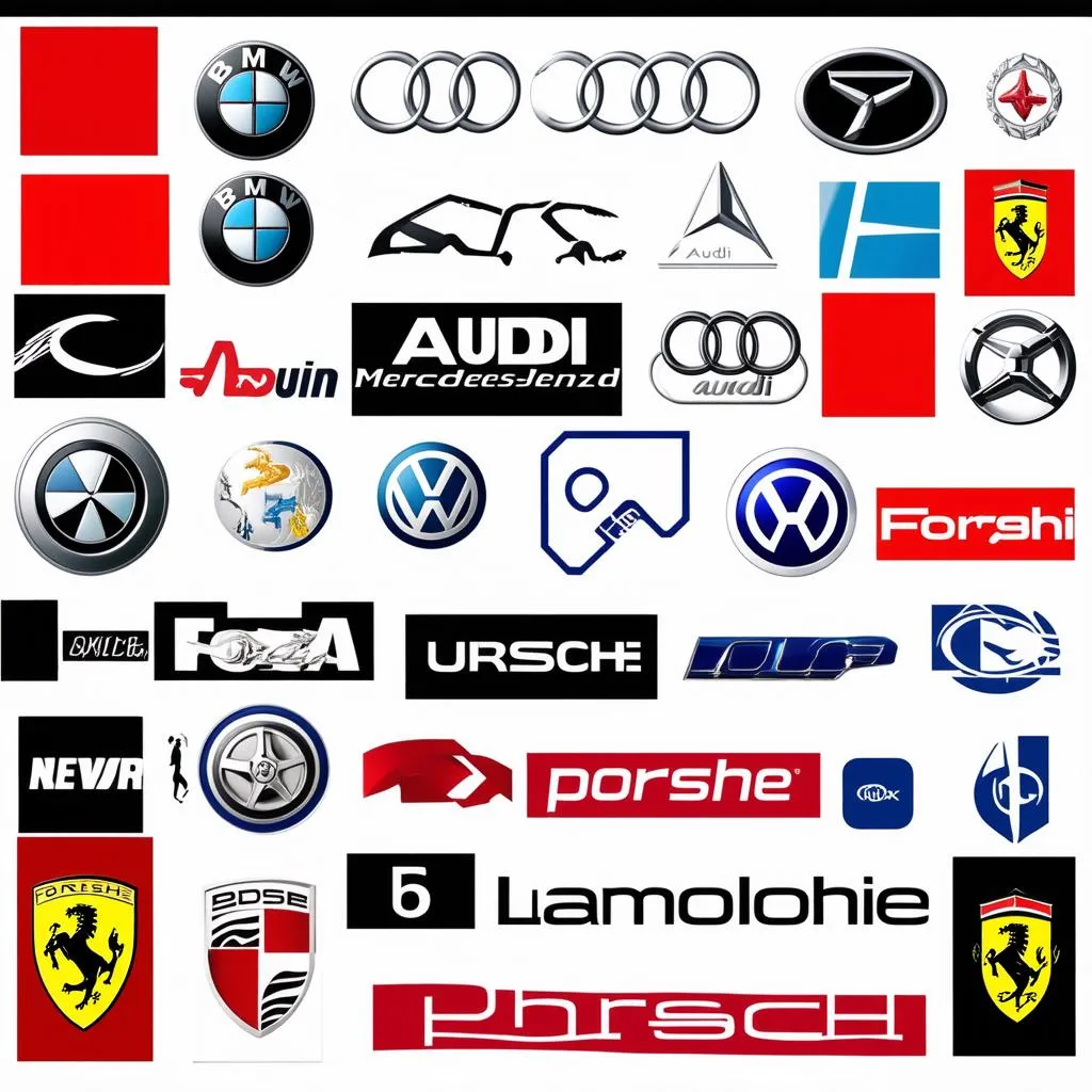 Collage of popular European car brands logos