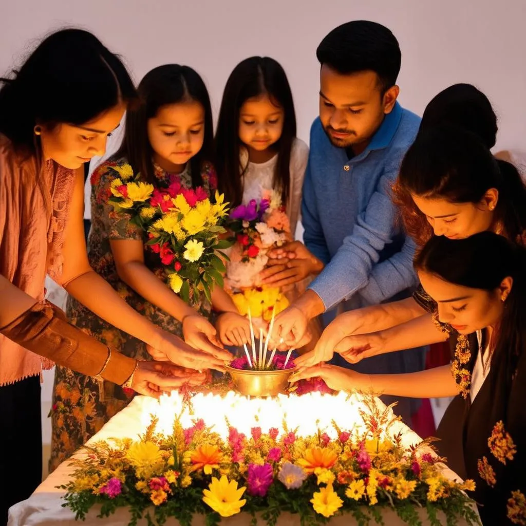 Family Gathering at an Altar