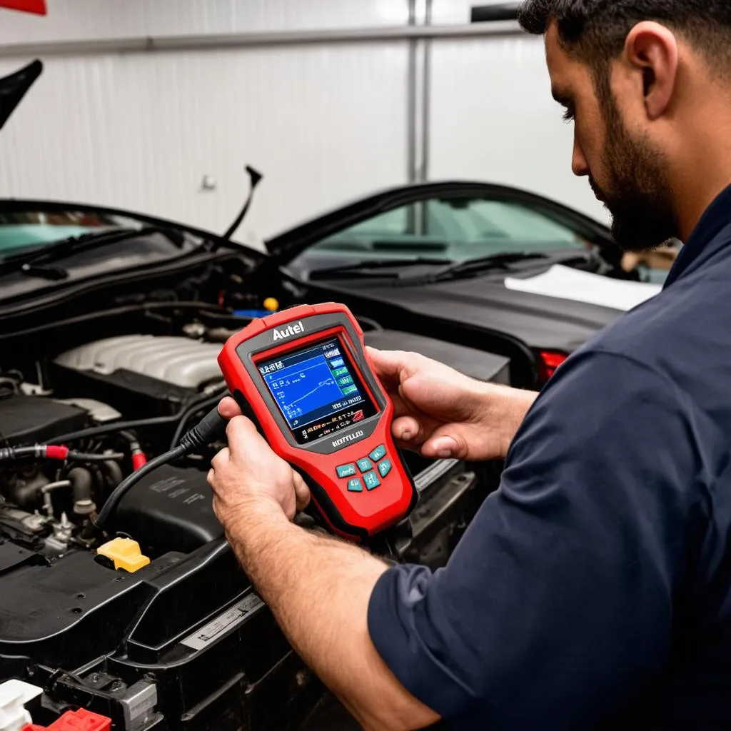 Mechanic Using Autel Scanner