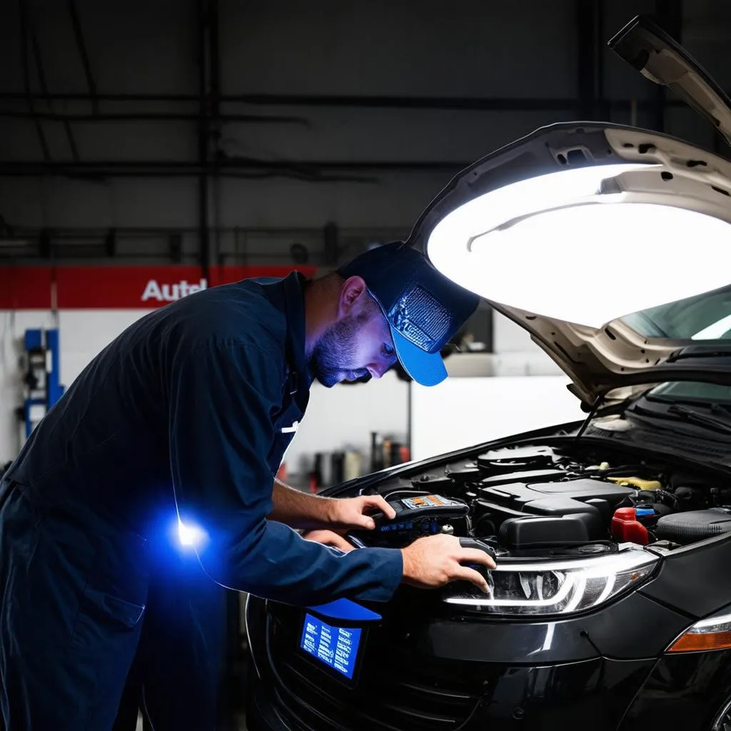 Mechanic Using Autel Scanner