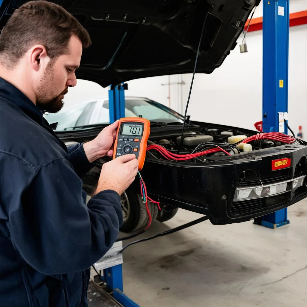 Mechanic Checking Car Wiring