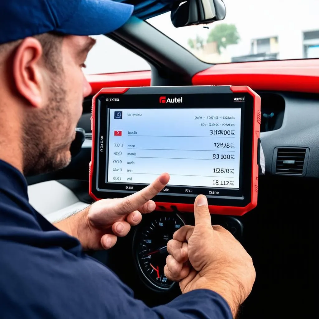 Mechanic explaining diagnostic results to a car owner