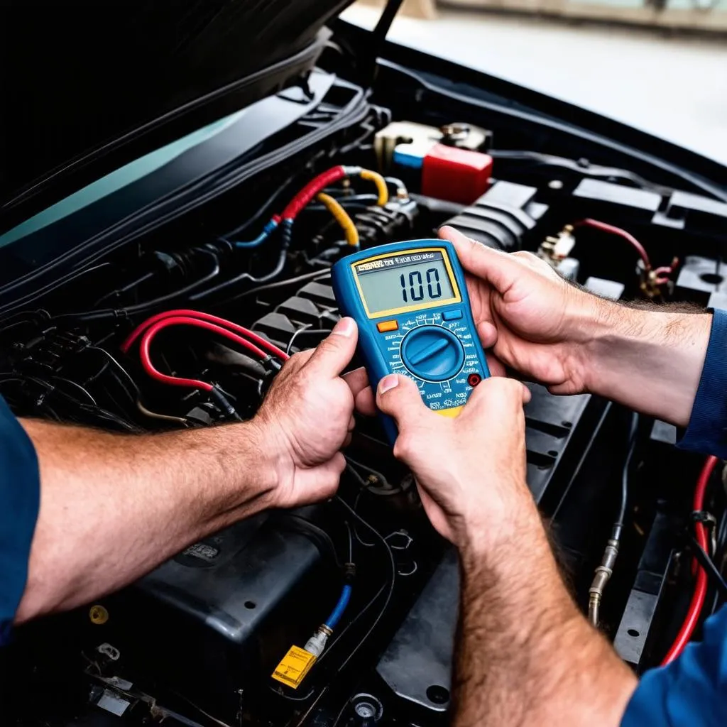 Mechanic Inspecting Engine