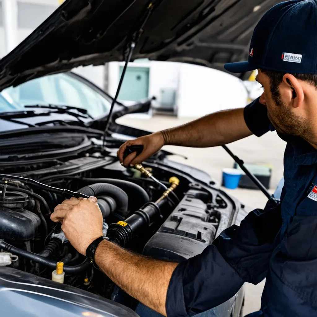 Mechanic Inspecting EVAP System