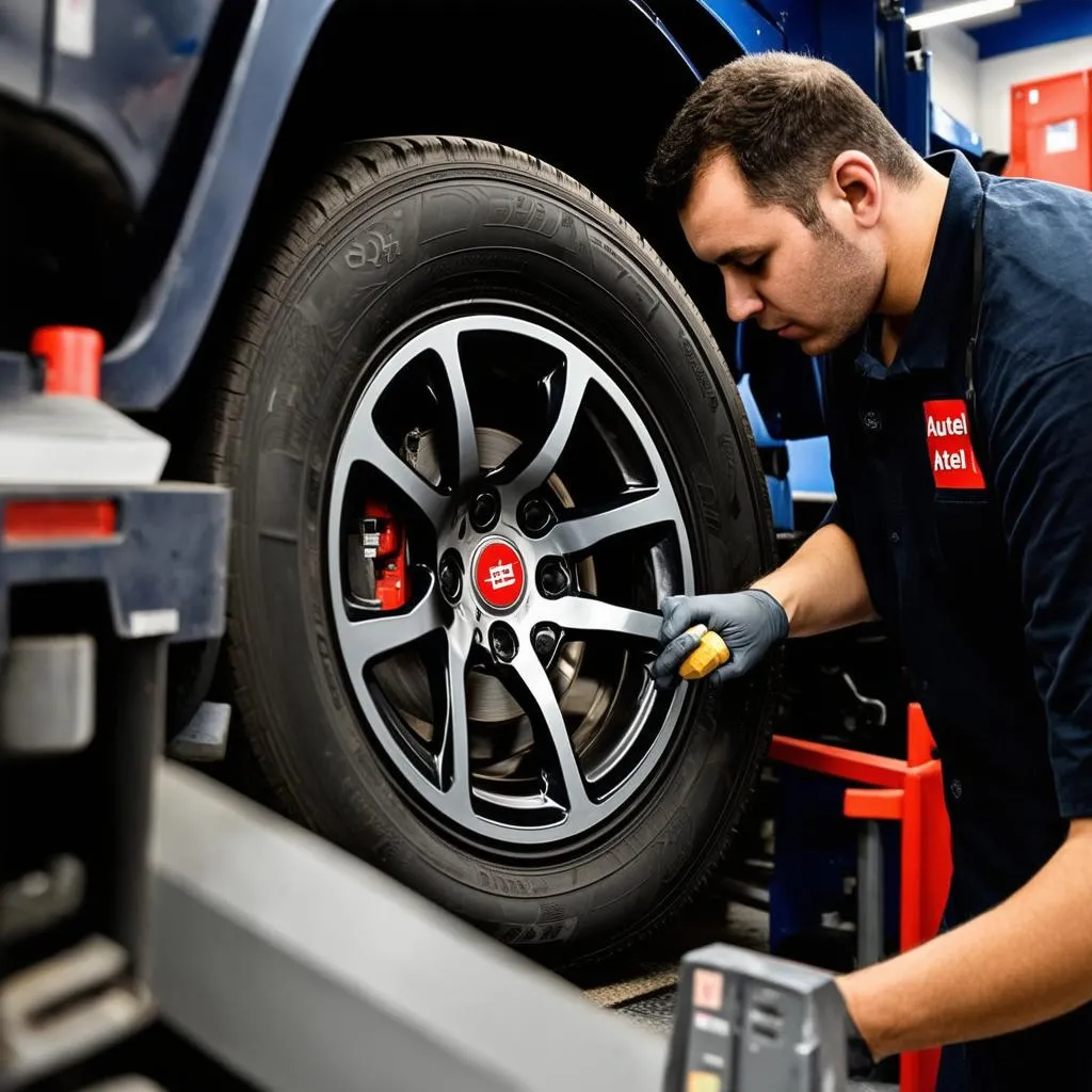 Mechanic Installing Autel 1-Sensor