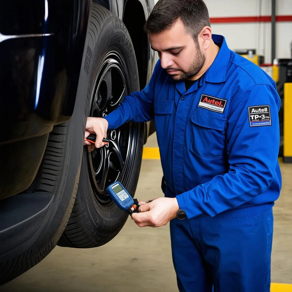 Mechanic Installing Autel Sensor