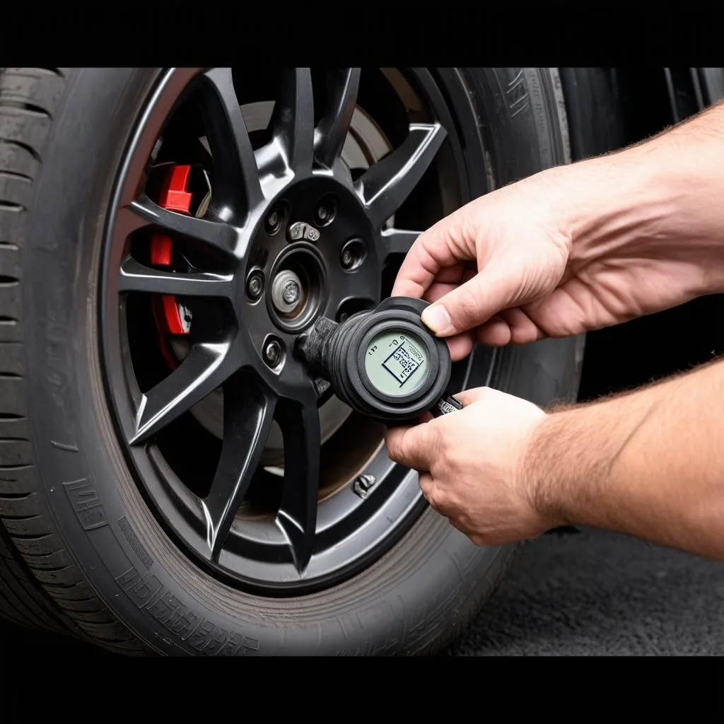 Mechanic Installing TPMS Sensor