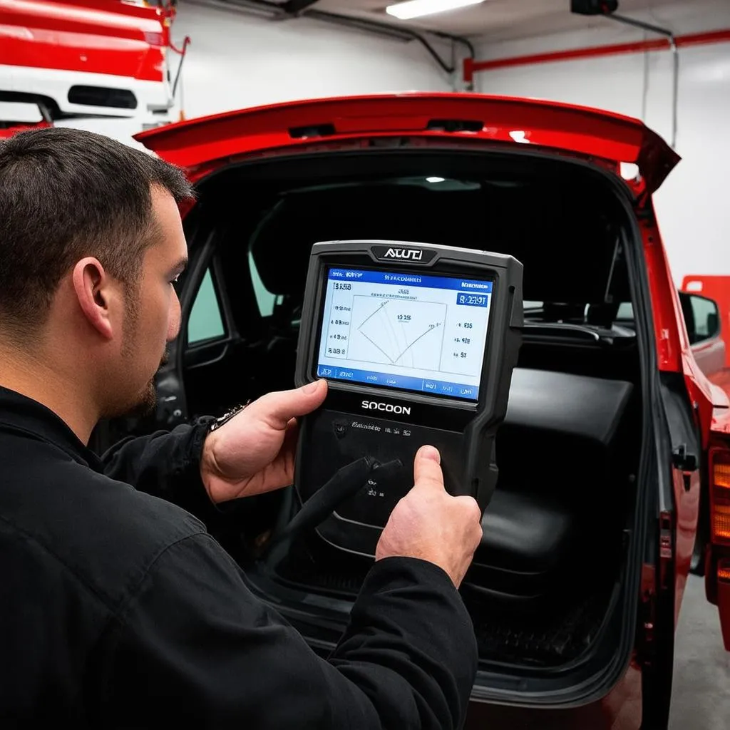 Mechanic Performing Autel Scan on Scion