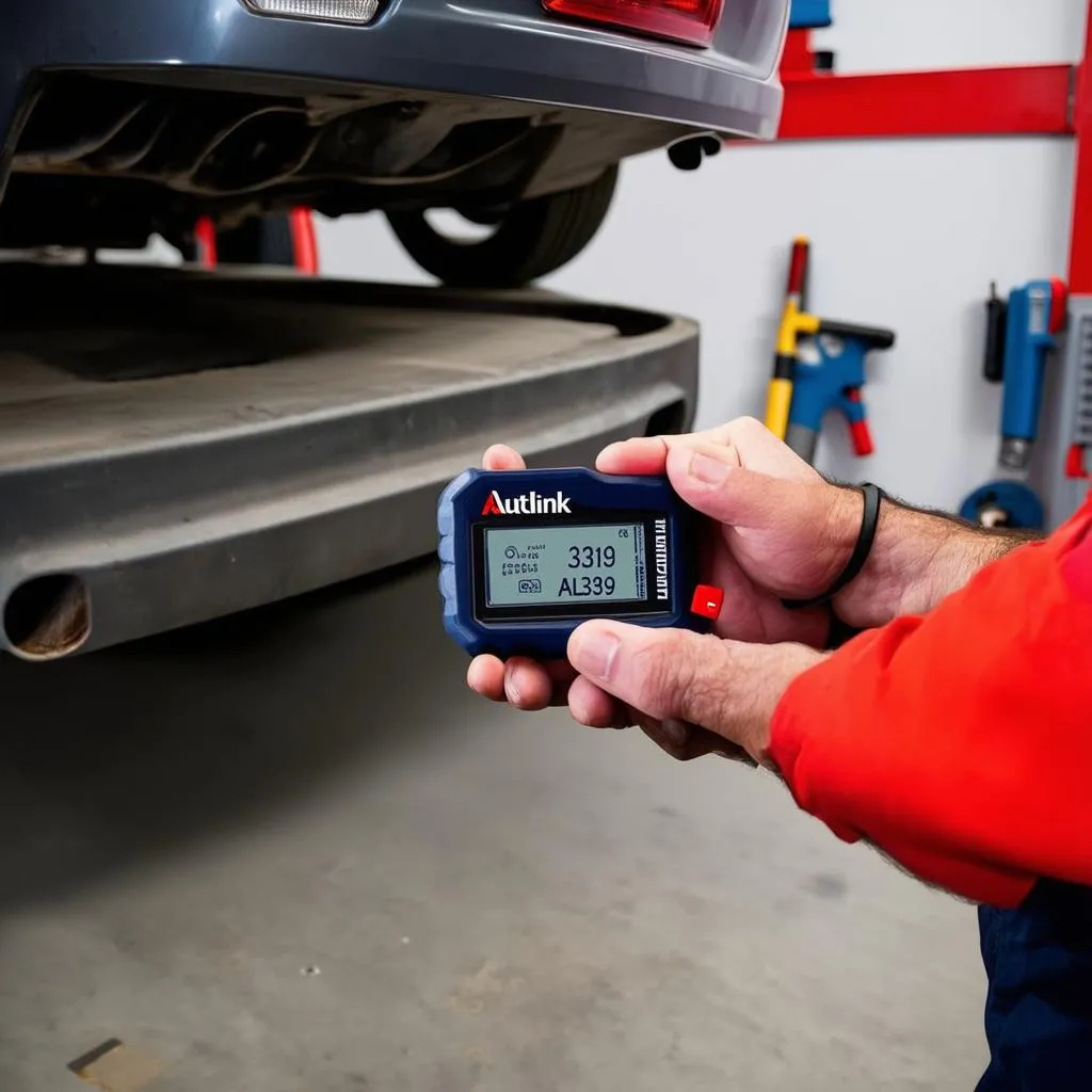 Mechanic using the Autel AL319 to diagnose a car problem