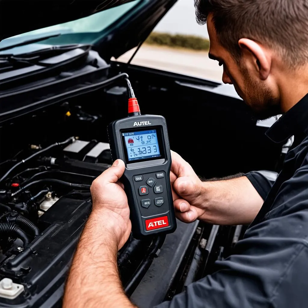 Mechanic using Autel AL319 Scanner