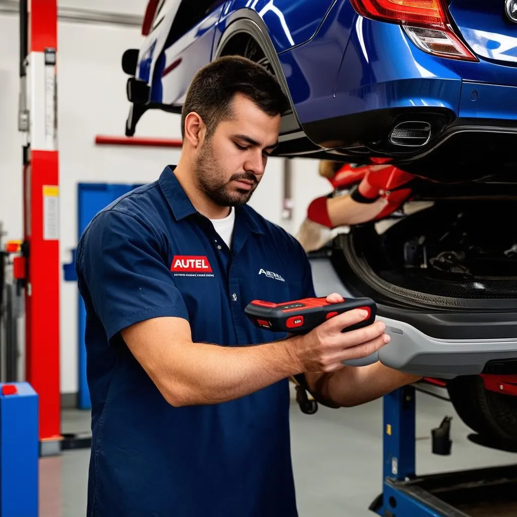 Mechanic Using Autel AL629