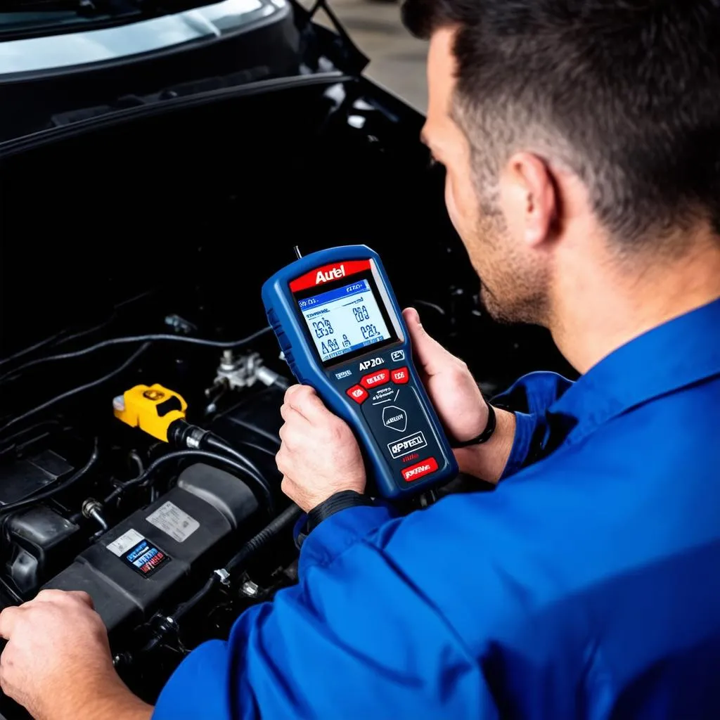 Mechanic using Autel AP200