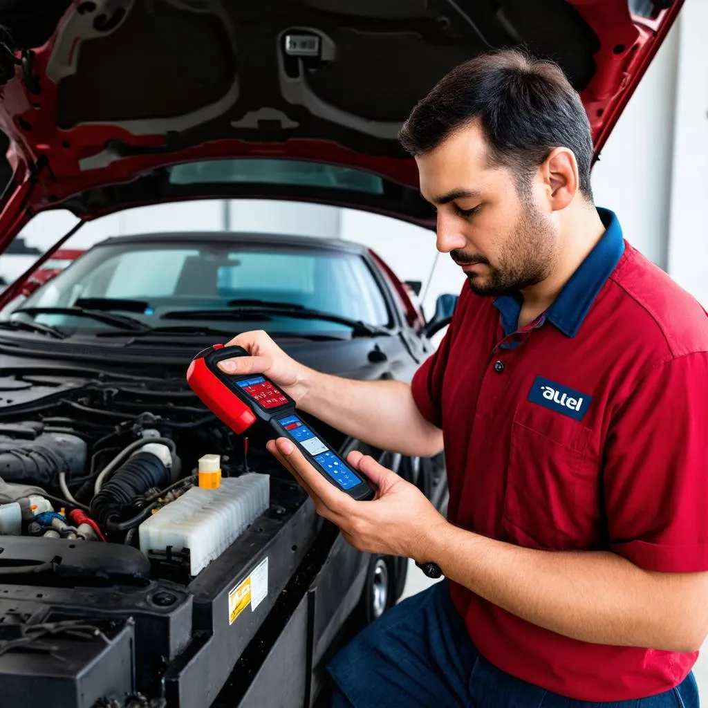 Mechanic Using Autel CAN FD