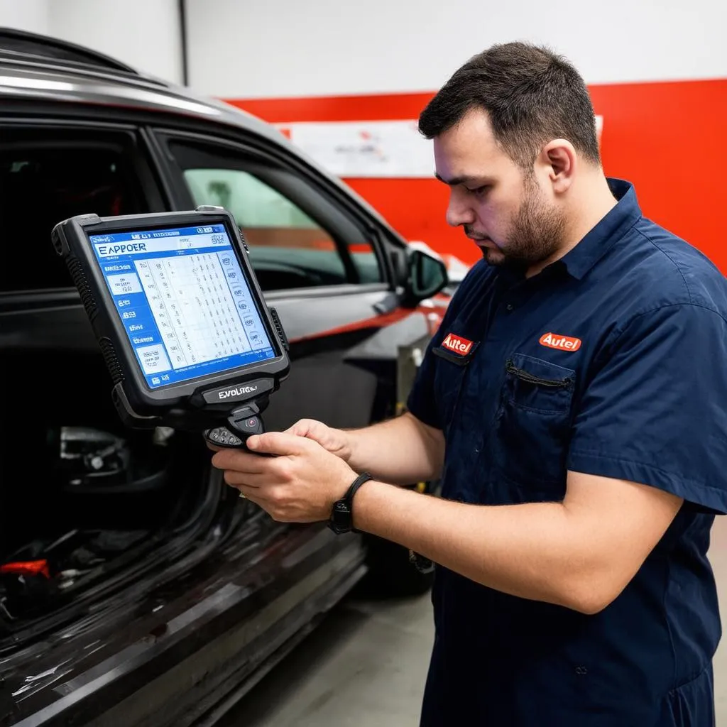 Mechanic Using Autel Explorer