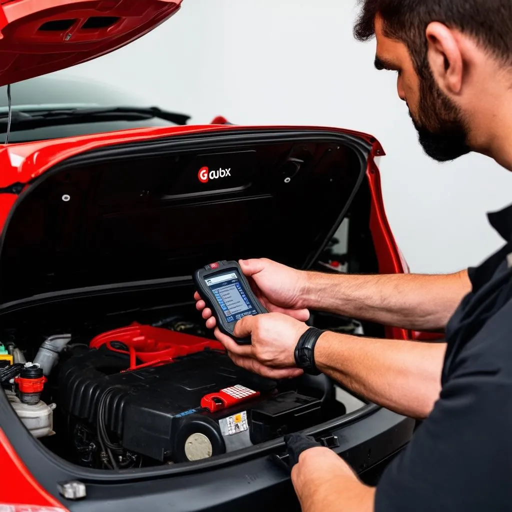 Mechanic Using Autel G-Box