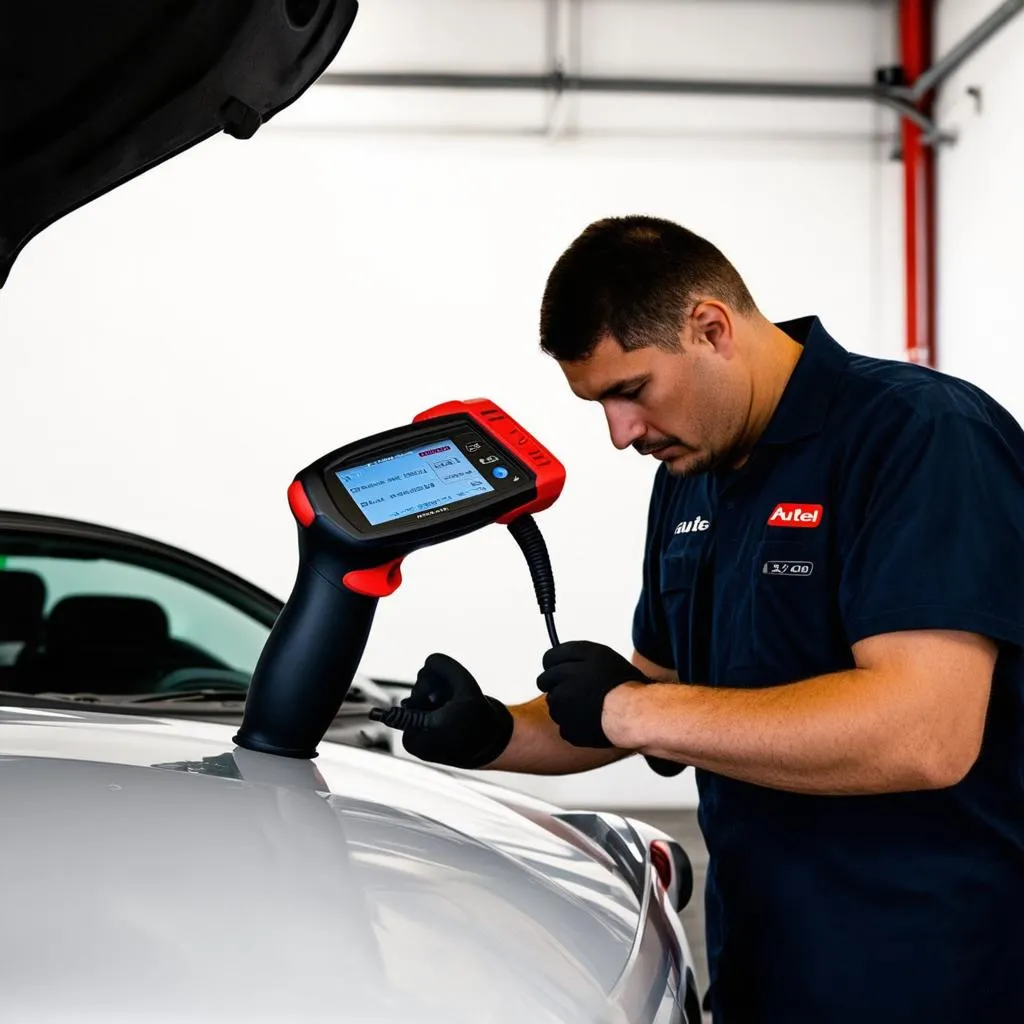 Mechanic using Autel K100