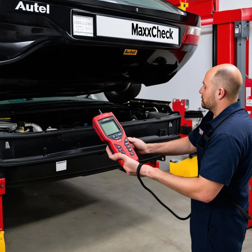 Mechanic using Autel MaxCheck