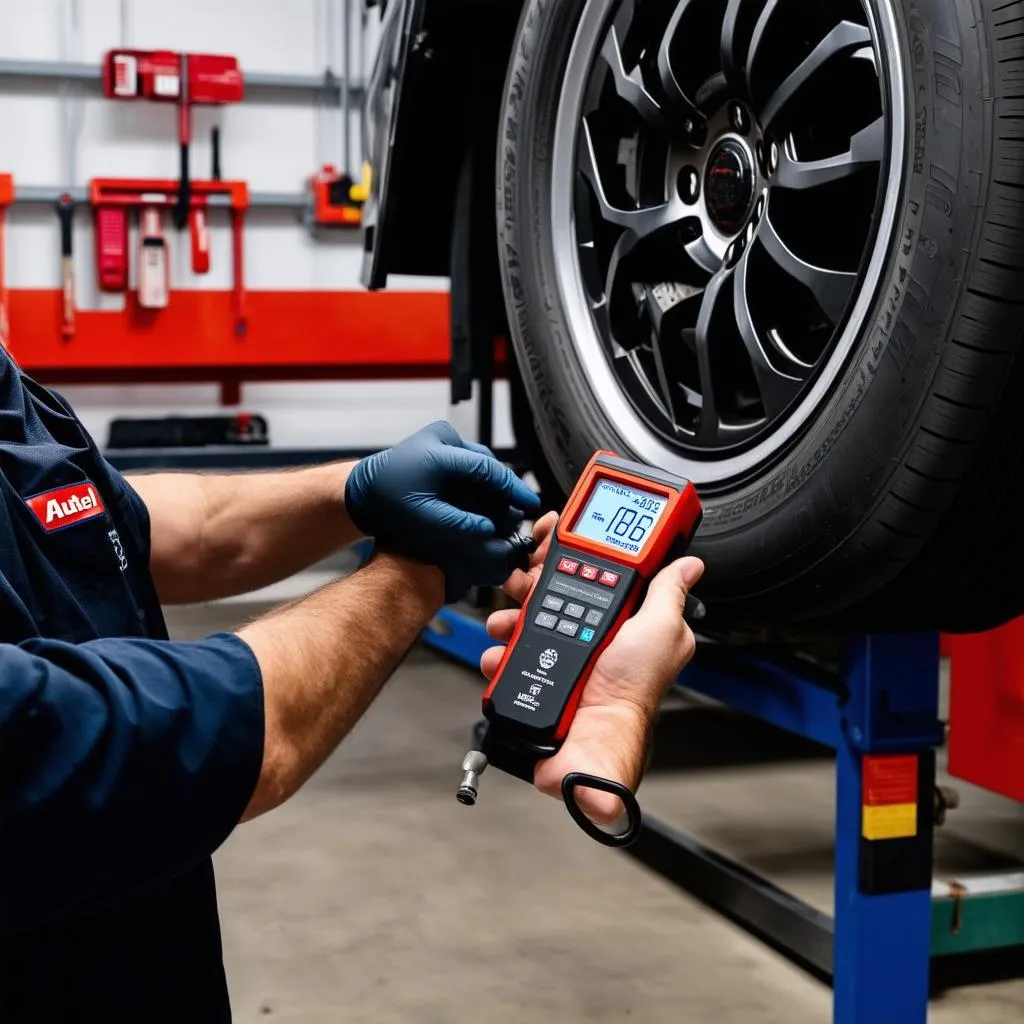 Mechanic using Autel MaxiCSC