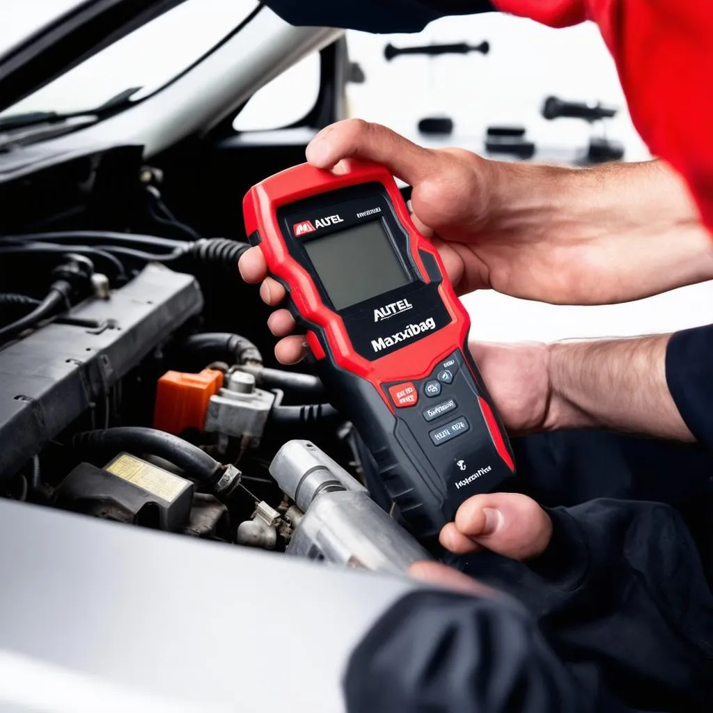 Mechanic Using Autel MaxiDiag